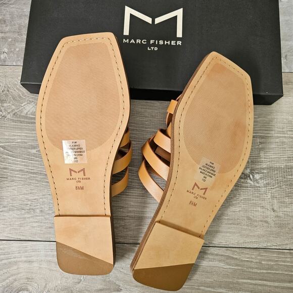 Marc Fisher Ltd Ml Kimiko Womens Leather Natural Flat Slide Sandals Size 8.5M - Picture 11 of 13